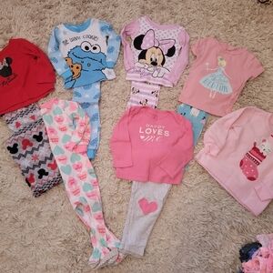 Disney Baby Pink and White Minnie Mouse Pajama 6 Sets